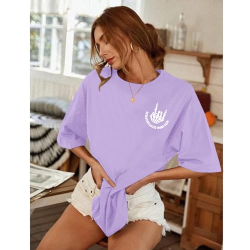 Image of Yuyiify Oversized Tshirts for Women Mama Overstimulated Cool Moms Club Skeleton Shirt Funny Mom Graphic Tees Top