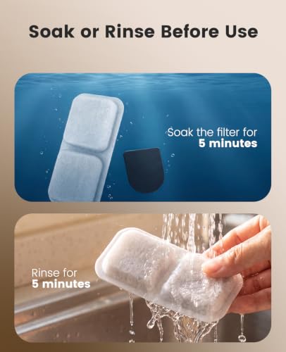 Image of oneisall 8 Replacement Filters for 2.2L 3.2L Cordless Cat Fountain | 5-Layer Filtration,4 Months Set Replacement Filters and Sponges, White 8 Count (Pack of 1)