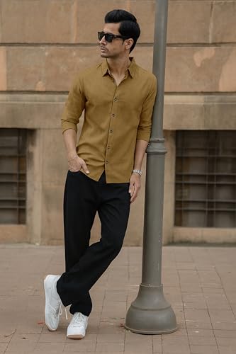 Image of Popcorn Textured Shirts for Men Mastard M