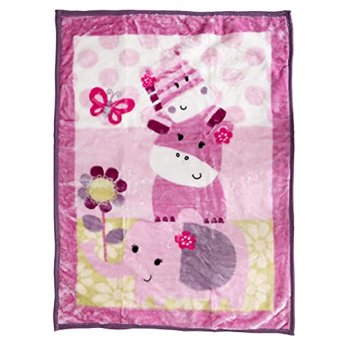Image of Fleece Plush Soft Throw Blanket - Lightweight Crib Blanket for Baby Bed Lounger - Fuzzy Warm Cozy Toddler Blanket for Daycare Preschool Naptime, 43 inch X 30 inch (Elephant Hippo)