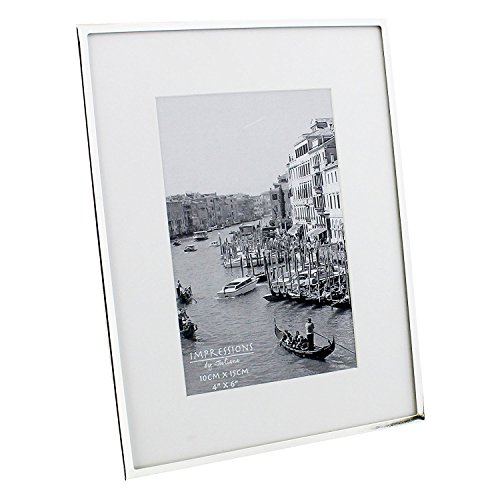 Impressions narrow silver plated 4 x 6 photo frame with white mount boarder