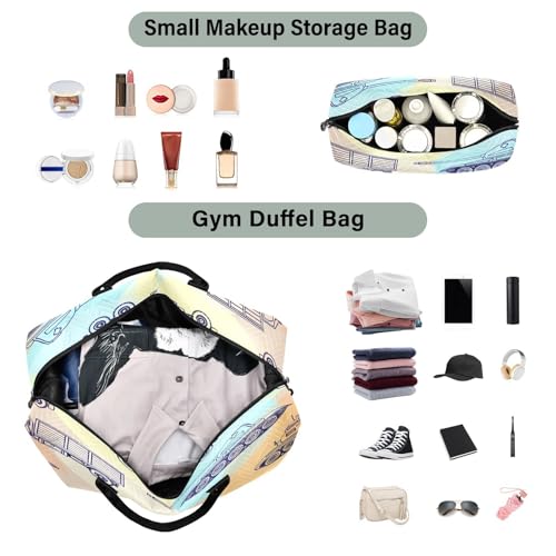 ​​Large Foldable Travel Duffel Bag, Waterproof Gym Bag for Men & Women, Carry-On Luggage Weekender Overnight Bag, Road Trip Doodles4