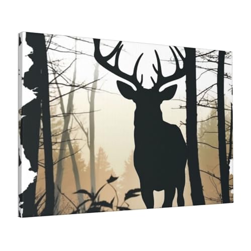 Toile silhouette de cerf poster mural suspendu pour habiller un mur