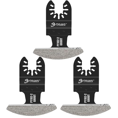 PAYA Multitool Diamant Sägeblätter 3 Pack Oszilliersägeblätter 70mm mit 40-50 Körnung–für Fugenmörtel,Mörtel,Putz,Porenbeton & Fliesenfugenmasse–Kompatibel mit allen Oszillationswerkzeugen PY192