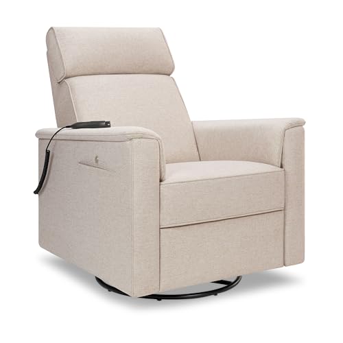 Image of Namesake Willa Deluxe Power Recliner Glider, Performance Beach Eco-Weave | GREENGUARD Certified Recliner w / 270 Swivel - Built-in USB Charging Port w / Heat & Massage - Water & Stain Resistant Fabric