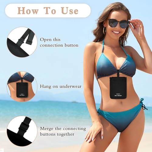 Image of YOYI YOYI Bra Wallet with Hidden Money Pouch & Secret Stash Pocket, Includes Neck Strap, RFID Blocking Fabric for Secure Storage of Cash, Cards, & Valuables - Ideal for Travel & Daily Use