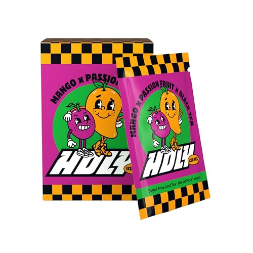 HOLY Iced Tea 10er Probier-Box Mango x Passionfruit mit Mango x Passionsfrucht Geschmack Pulver | 10 Portionen mit Antioxidantien | Zuckerfreier Eistee | Vegan mit natürlichen Aromen