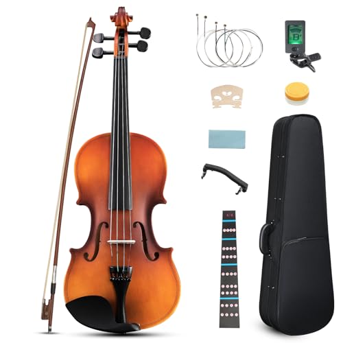 Ktaxon 1/2 Violin, Full Size Acoustic Fiddle, Matte Finish Beginner Kit with Hard Case, Bow, Rosin, Shoulder Rest, Bridge, Extra Strings