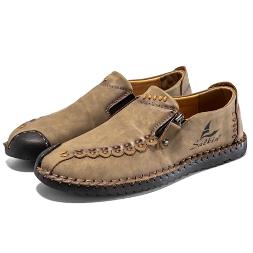 Men's Hand - Stitched Loafers, Stylish Casual Leather Shoes - Ideal for Urban Strolls, Leisure Hangouts & Daily Commute