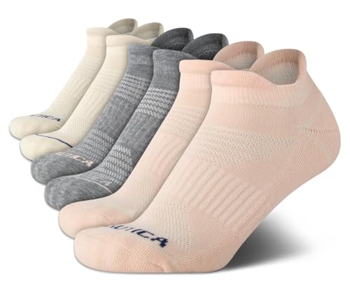 Image of Nautica Womens No Show Socks Moisture Wicking Low Cut Athletic Socks 6 Pack | Moisture Wicking Dri-Motion Fabric, Cushioned Key Areas, Banded Arch Support, No Show Low Cut, Shoe Size 4-10