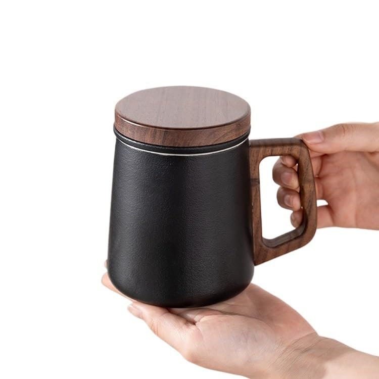 Tasse à thé Tasse à thé en céramique avec couvercle et filtre Récipient de trempage