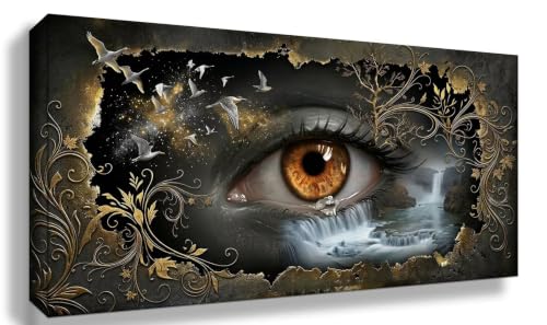 Broderie Diamant Œil Rétro 50x100cm | Kit Mosaïque Strass Géant pour Maison