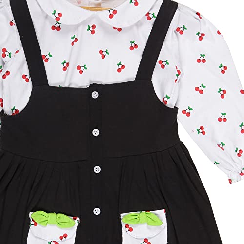 Image of babeezworld Baby Girl Cotton Dress - Full Sleeves Knee Length fit and Flare Dungaree Frock jhabla Regular fit top Tshirt