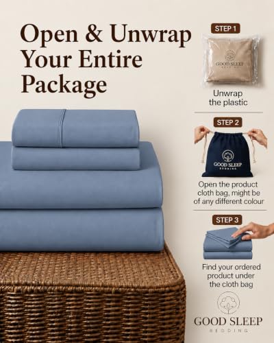 Image of 100% Egyptian Cotton Sheets King Size, 4 Piece, Slate Gray Sheets King Size