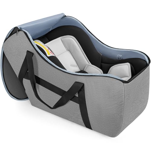 Image of Padded Car Seat Bag Compatible with Most Nuna Pipa Car Seats UPPAbaby MESA V2 without Base & Chicco KeyFit 30 and Base, Car Seat Travel Bag for Airplanes, Grey