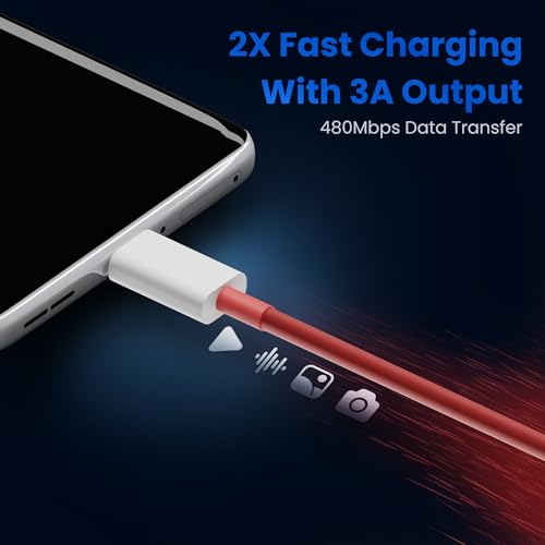 Image of Basesailor USB to Type-C 80W Super Fast Charging Cable Warp /Dash Charger Cord Compatible with OnePlus 13, 12, 11, 10 Series, Nord, CE2 Lite, CE3 & CE3 Lite
