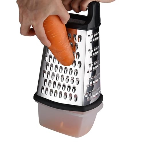Trituradora de queso – Cortadora práctica de 23x14x11 cm, cuerpo duradero de metal 430, trituradora de alimentos de cuatro lados con de almacenamiento | Cortador multiusos para calabacín, remolac
