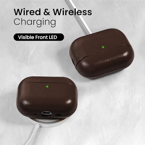 Image of for AirPods Pro 3 Case 2025, Handcrafted 100% Geniune Leather Cover | Vintage Oil-Waxed Leather Protective Case with Lanyard, Silky Smooth Touch, Wireless Charging, for Apple AirPods Pro 3rd Gen