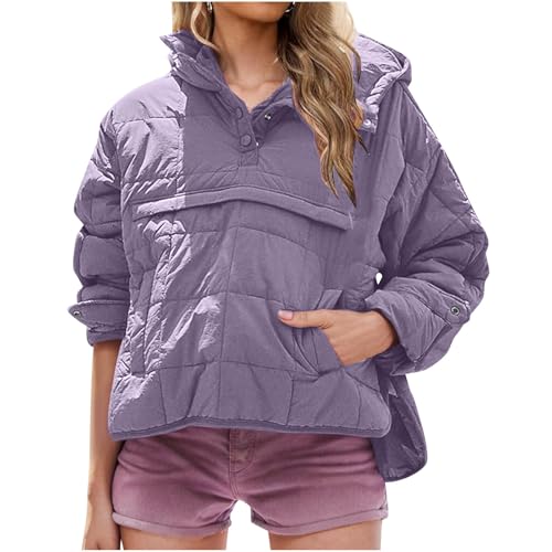 Women's Oversized Hooded Puffer Jacket 2025 Quilted Jackets for Women Lightweight Winter Warm Padded Hoodies Coat