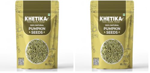 Image of Khetika Pumpkin Seeds 500g I AAA Grade I Raw & Unroasted Pumpkin Seed I Seeds For Eating I Rich in Protein, Dietary Fibre, Omega -3, Magnesium, Zinc (Pack of 2)