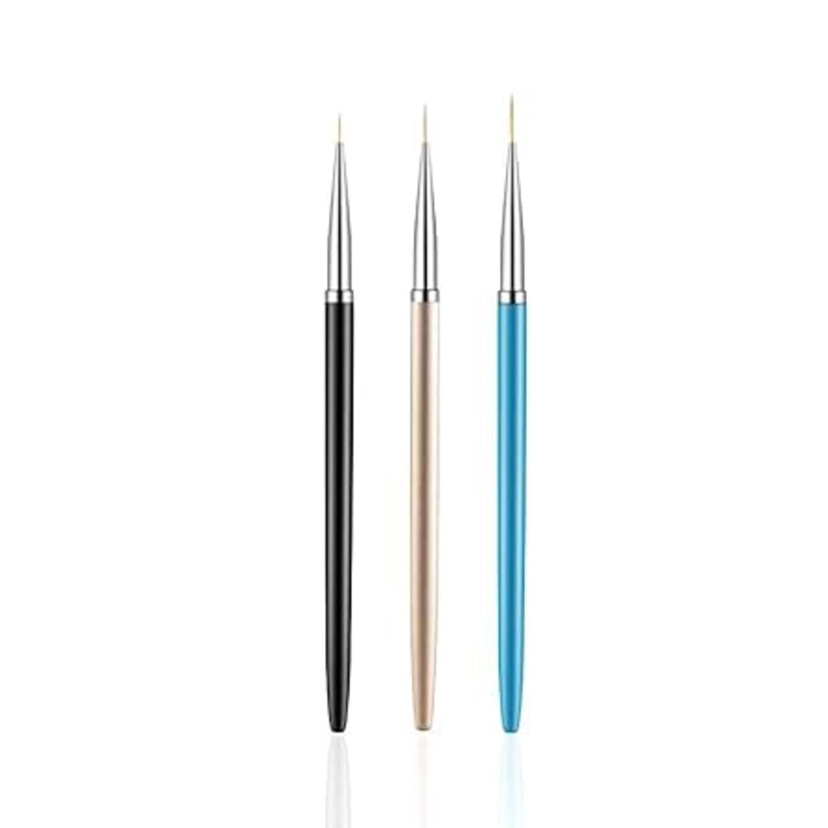 Nail Art Liner Brushes | Fine Tip Precision Detail Brushes | Professional Salon Quality Thin Drawing Pens (Black, White, Blue)- Pack of 3-image-13