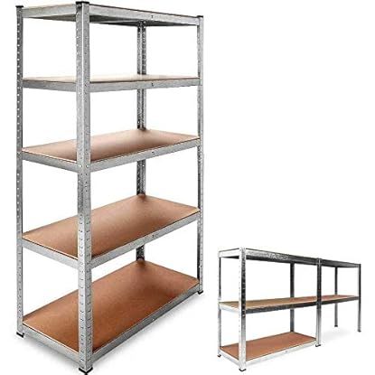 Foto di BAKAJI Scaffale Porta Oggetti, 5 Ripiani in Metallo Zincato, Grande Portata, Scaffalatura Garage legno e Metallo (180 x 90 x 40 cm)