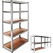 BAKAJI Scaffale Porta Oggetti, 5 Ripiani in Metallo Zincato, Grande Portata, Scaffalatura Garage Legno e Metallo (180 x 90 x 40)