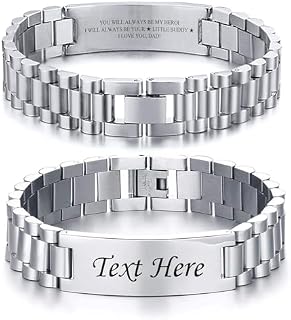 VNOX Masculine Watch Band Stainless Steel Link Bracelet Personalized Engraved DAD Jewelry Gift for Men DAD Father