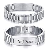 VNOX Mens Custom Engraving Masculine Metal Band Stainless Steel Link Bracelet Personalized Engraved DAD Jewelry Gift for Men DAD Father,Silver