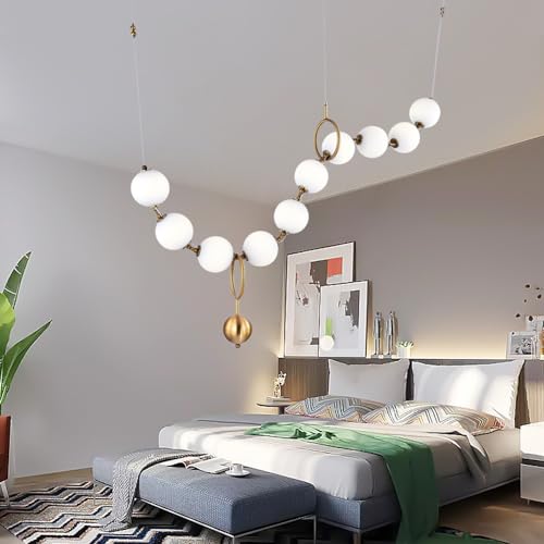 Lustre suspendu 10 lumières moderne en verre réglable pour grand salon