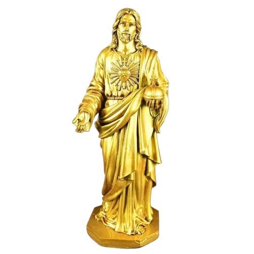 Statues de Jésus dorées de prestige, idole divine en polystone sculpté 20cm