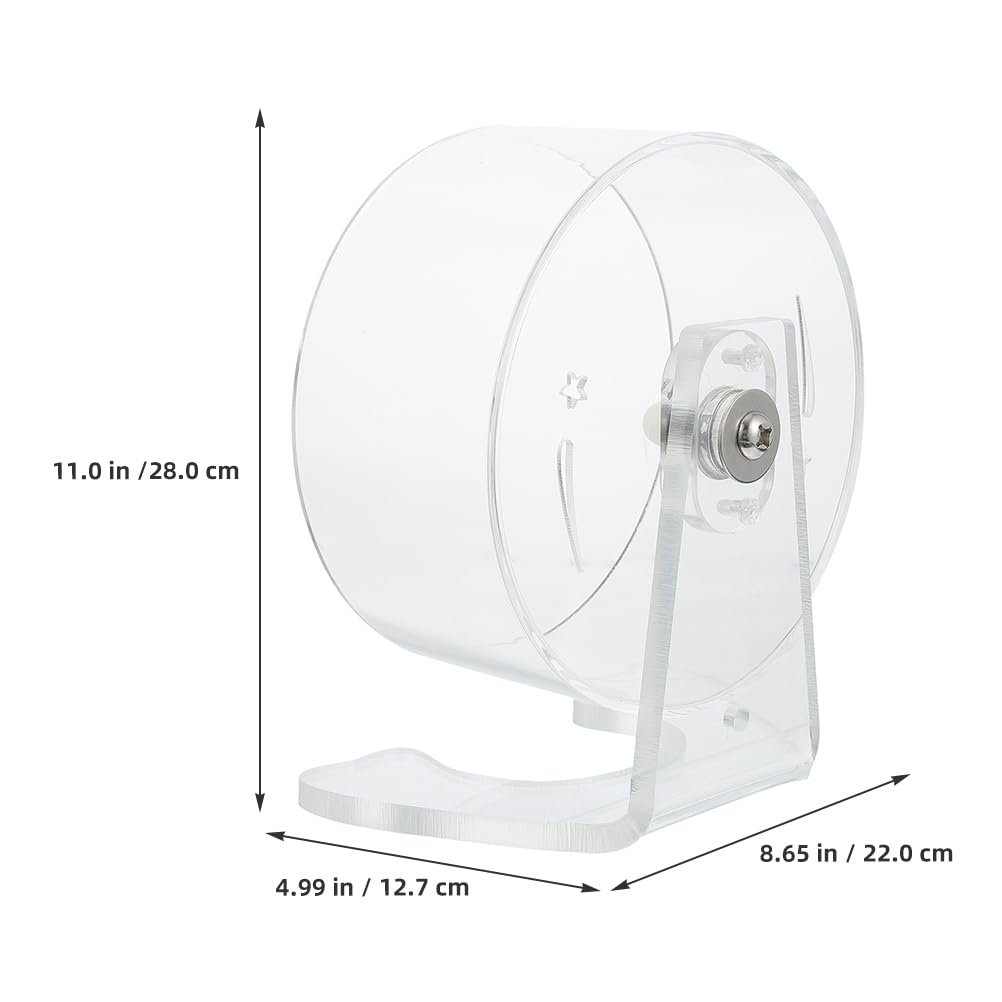 Mipcase Koło do biegania dla małych zwierząt: Przezroczyste koło do biegania dla chomika, szynszyla, cichobieżna zabawka ze stojakiem, akcesoria do klatki, 22 cm
