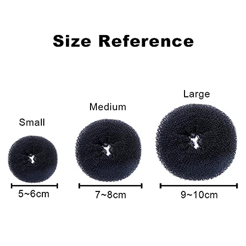 Foto von Duttkissen 3 Stück (1 groß + 1 mittel + 1 klein) Duttringe Donuts für Chignons, für Mädchen, Damen, DIY-Styling Zubehör