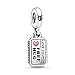 Produktbild Love coupon sterling silver dangle with pink synthetic sapphire and pink, black and red enamel