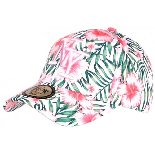 Hip Hop Honour Casquette Enfant Rose Fleurs Tropicales Baseball NY Hawai 7 a 12 Ans - Taille Unique - Rose