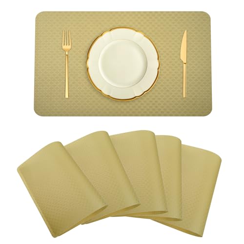 Kuber Industries Placemat | Placemats for Dining Room | Table Mat Set | Placemats for Kitchen Table | Dining Table Placemats | Check-Design Placemat | 6 Piece Set | Beige (B0CKF5VFPJ) Amazon Price History, Amazon Price Tracker