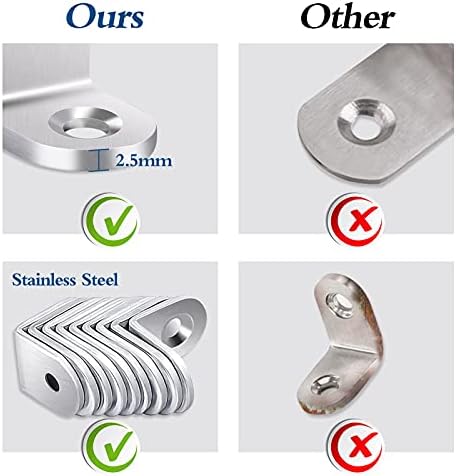 20Pcs Small Corner Bracket 20×20mm, Bolatus Right Angle Corner Braces L Brackets, 90 Degree Metal Brackets Stainless Steel Joint Bracket Fastener with 40 Screws for Shelves Wood Furniture Fixation