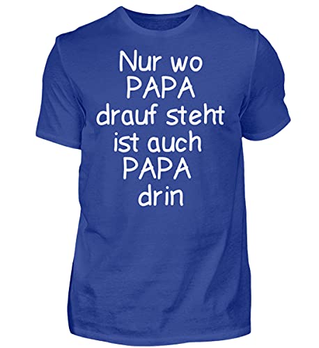 T-Shirt de Qualité Supérieure Bleu Homme Papa Drauf Steht Coupe Ajustée Small
