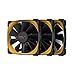 Geometric Future Squama 2505 PWM wentylator - żółty - 120 mm - 3-pak - wysoka wydajność - 4-pinowy PWM - (GEO-S2505Y-3)