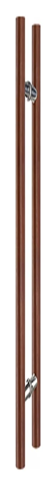 CWCQGH Push Pull Door Handle, Sliding Barn Door Handle, H Shape Double Sided Round Bar Push Pull Door Handle for Heavy Interior Exterior,Walnut-40cm(1.3ft)