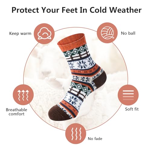 Image of kissleaf Thick Warm Fuzzy Socks for Women 5 Pairs Fluffy Cozy Womens Socks Winter Cute Slipper Socks for Women Gift