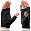 Milwaukee Leather SH216 Men's Black Leather Gel Padded Palm Fingerless Motorcycle Hand Gloves W/Breathable ‘Open Knuckle’ #4