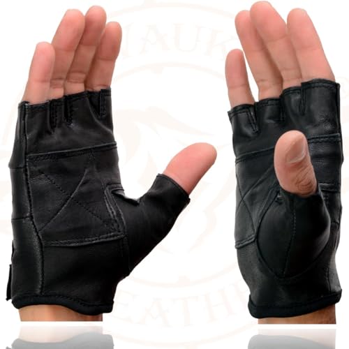 Milwaukee Leather SH216-BLACK-S Men'S Black Leather Gel Padded Palm Fingerless Motorcycle Hand Gloves W/Breathable ‘Open Knuckle’ thumb #5