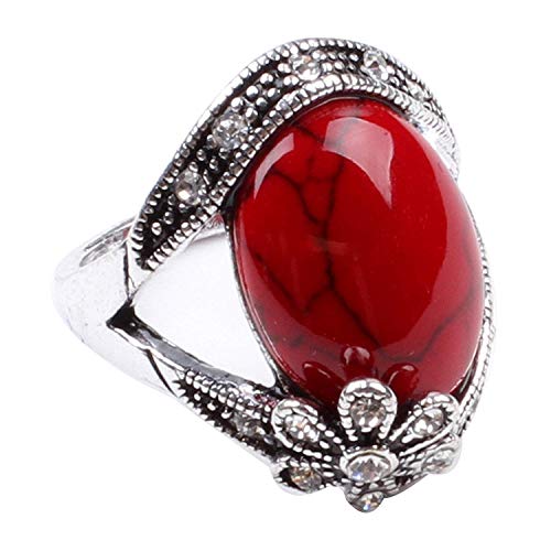 LadayPoa Women's Cubic Zircon created-Turquoise Ring Fashion Silver Plated Stone Rings 8