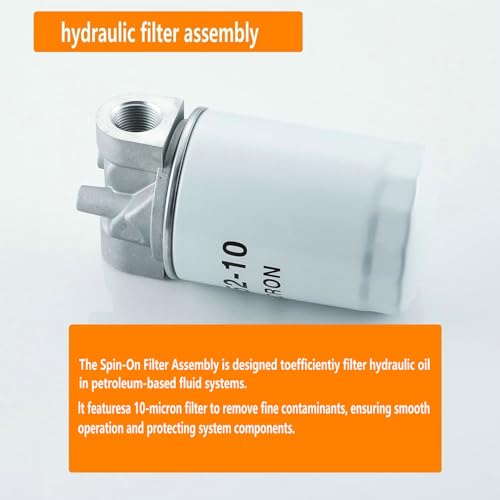 Image of Hydraulic Oil Filter Assembly,10 Micron,3 /4 inch NPT, 20 GPM,200 PSI, Hydraulic Return Line Filter Housing with Indicator Port for Log Splitters & Mini Excavators,Models 723-0405, CP-752-10,221006 kit