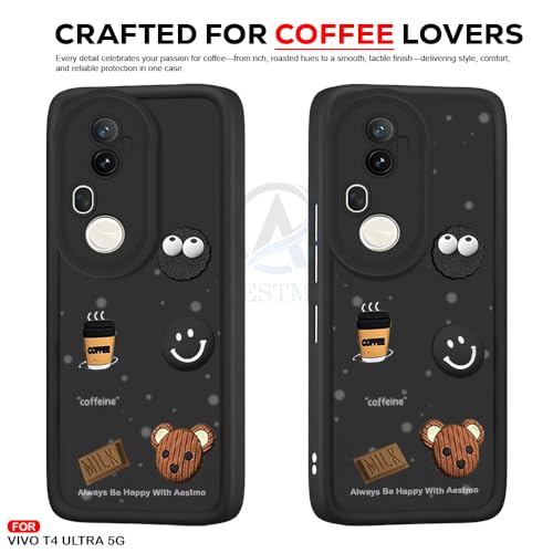 Image of AESTMO Back Case Cover | Cute Fun Cartoon 3D Ball | Coffee Silicone Case | Full Body Protection | Camera Protection Back Cover (Black, Vivo T4 Ultra 5G)