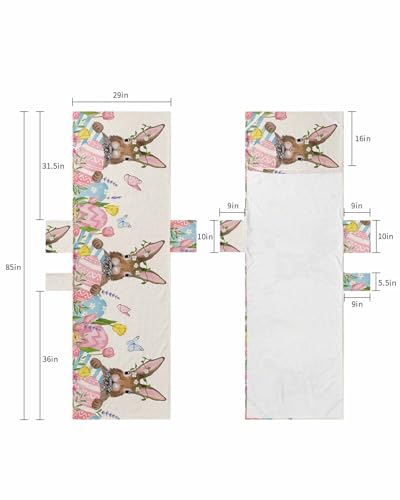 Spring Floral Easter Beach Lounge Chair Towel Cover, Soft Chaise Lounge Towel with Side Pockets Patio Pool Chairs Cover for Beach/Pool Sunbathing 29x85 Bunny Colorful Eggs Tulip Rustic