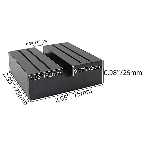 Image of 2 Packs Square Jack Pad, Black Anti-Slip Rail Adapter Support Block, Slotted Frame Rubber Frame Rail Protector