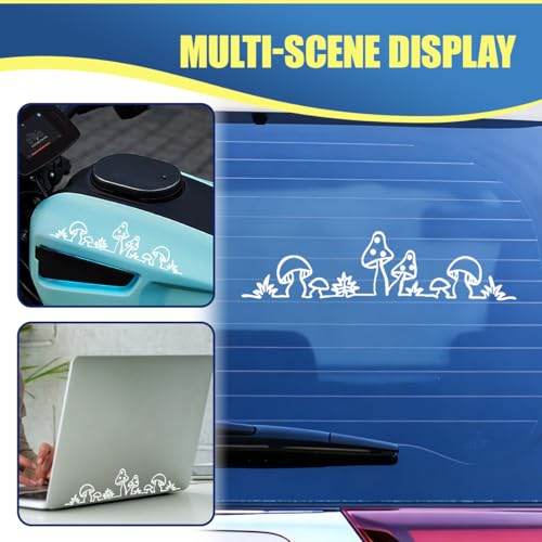 Tuxihapp Mushroom Rearview Mirror Sticke Car Decal, Cute Waterproof Vinyl Mushroom Decal Car Accessories, Funny Vehicle Mirror Decoration Sticker for SUV Motorcycle Truck Window Laptop (White)