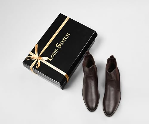 Image of LOUIS STITCH Men's Chelsea Boots | Handcrafted | High Ankle Boot| Comfortable Formal Office & Casual Wear Shoes | Dual Tone Patina Finish (LSRGPDCL)